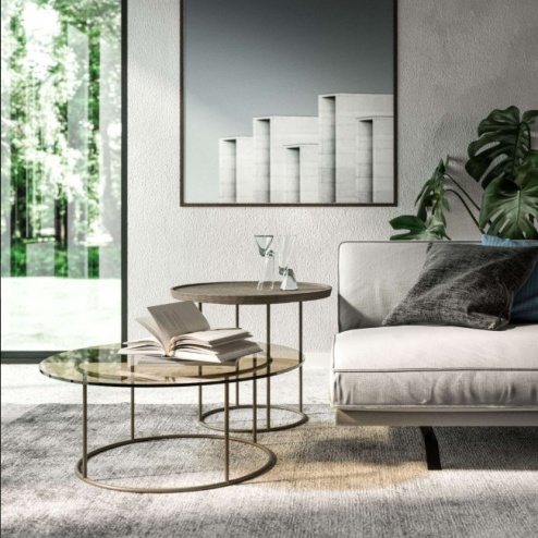 Tavolino con Piano in Cristallo o Ceramica Moved Ozzio